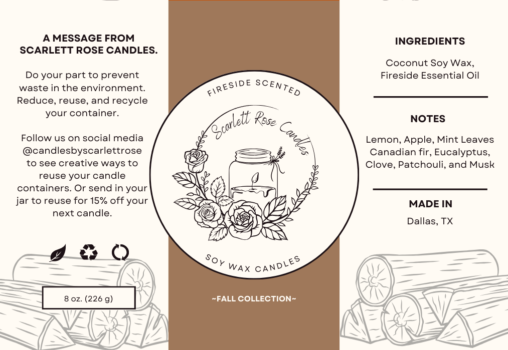 8 oz Fireside Candle