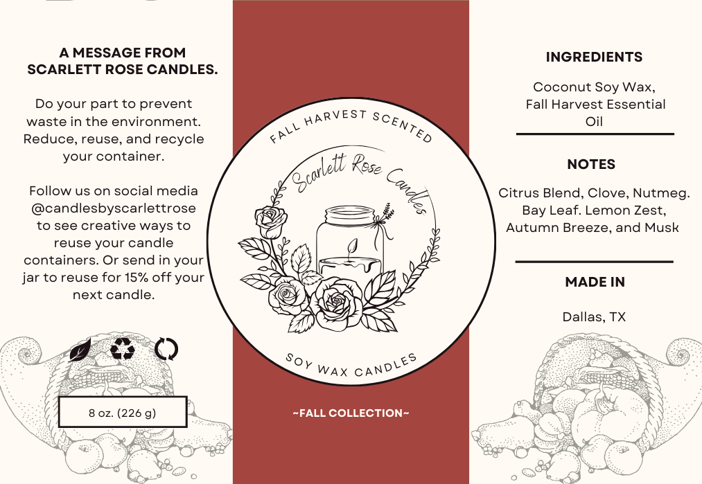 8 oz Fall Harvest Candle