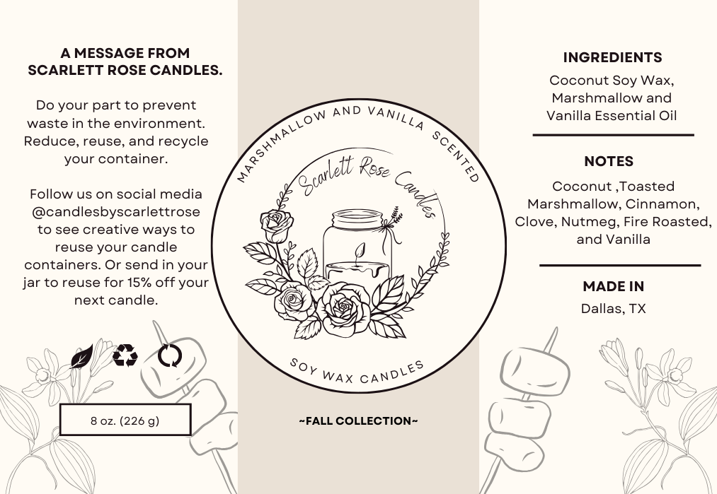 8 oz Marshmallow Vanilla Candle